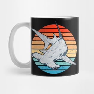 Hammerhead shark retro sunset Mug